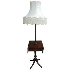 Antique Mahogany Standard Lamp and Shade
