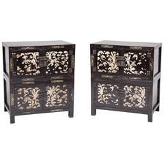 Pair of Chinese Cloud and Phoenix Painted Chests 12