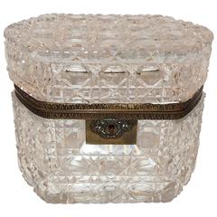 Wonderful French Faceted Cut Crystal Bronze Ormolu-Mounted Casket Jewelry Box