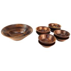 Vermilion Walnut Salad and Serving Set 7