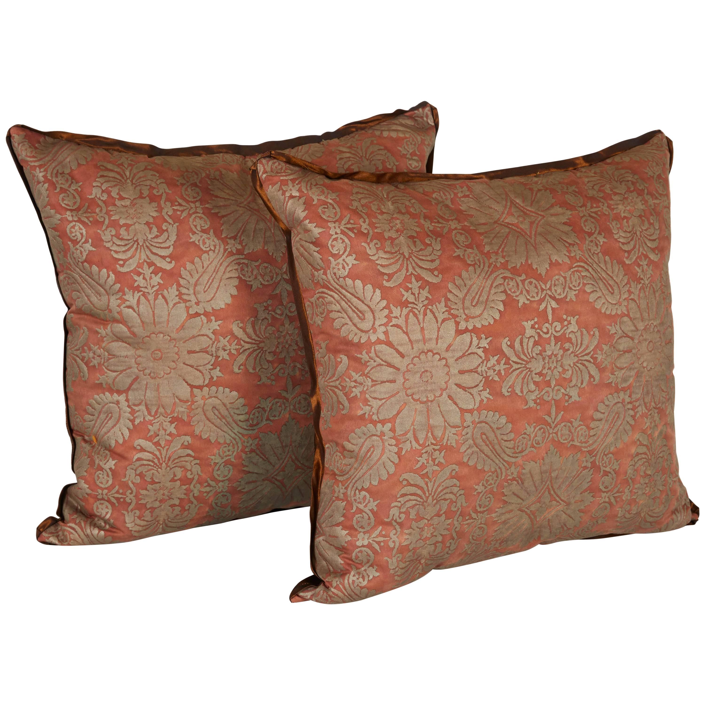 Pair of Fortuny Fabric Cushion in the Impero Pattern