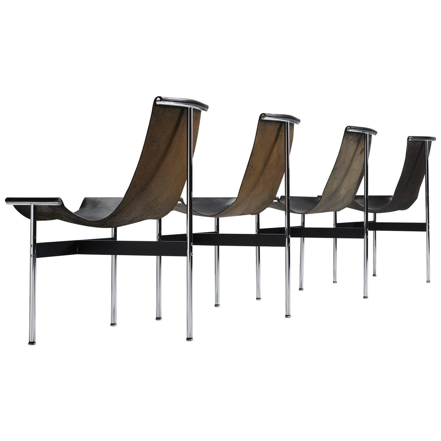 Katavolos, Kelly and Littell T-Chairs in Original Black Leather