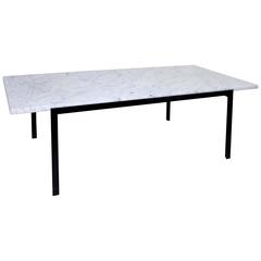 20th Century French Coffee Table from 1960s Made of Iron and White Marble