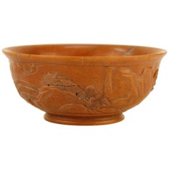 Chinese Soapstone Bowl with Landscapes