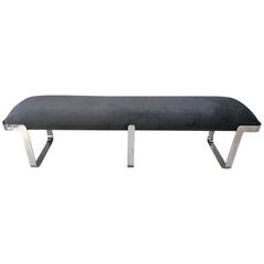 Milo Baughman Style Chrome Long Bench by TriMark Designs