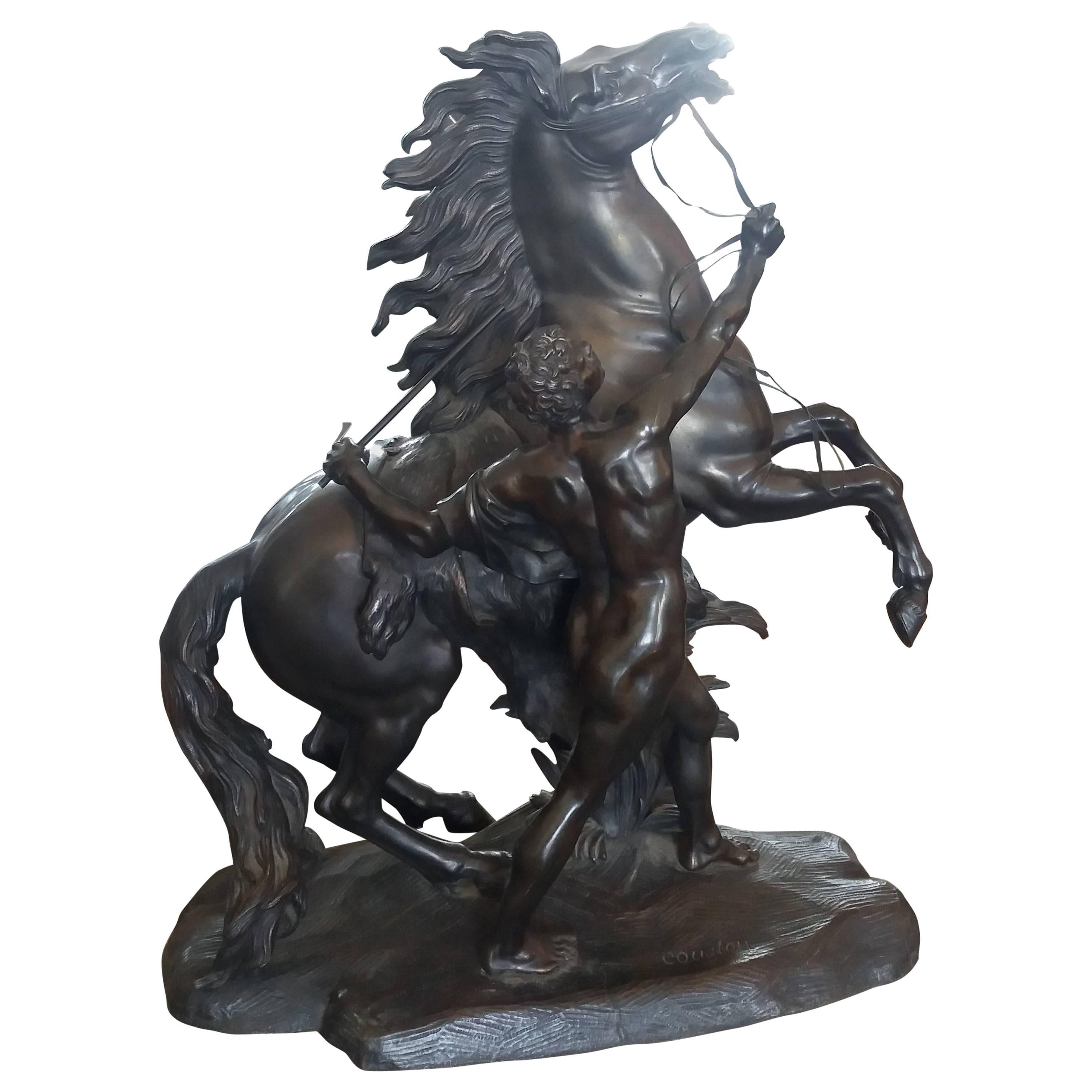 19th Century Napoleon III Bronze French Sculpture Marly Horse After Cousteau For Sale