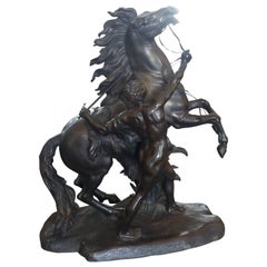 Französische Bronze-Skulptur „Marly Horse“ nach Cousteau, Napoleon III., 19. Jahrhundert