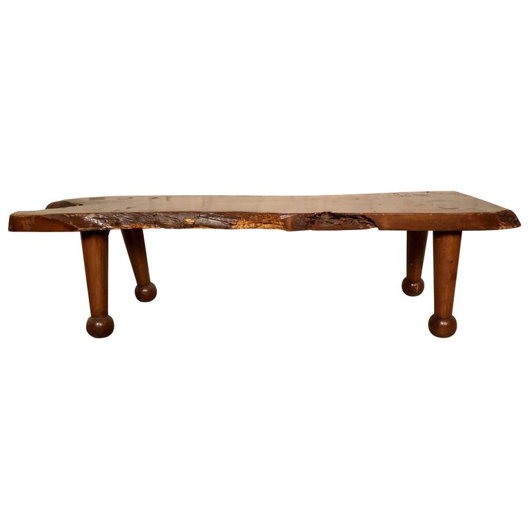 MidCentury Modern Live Edge Coffee Table For Sale at 1stdibs