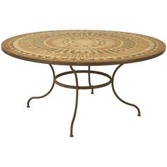 Vintage French Mosaic Garden Table, Seats Up to Nine People
