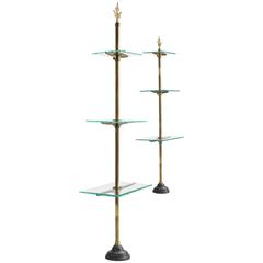 Vintage Italian Delicate Display Stands with Glass and Brass, 1940s