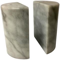 Pair of Solid White Carrara Marble Italian Bookends