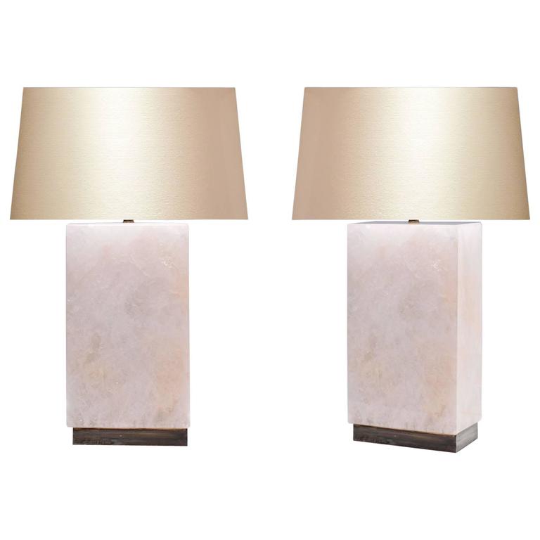 Larger Pair Of Block Form Rock Crystal Lamps For At 1stdibs Pair Of Modern Block Form Rock Crystal Lamps