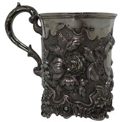 Antique Victorian Sterling Silver Christening Mug, London, 1848, Edward Edwards