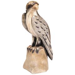 19th Century French Carved Grey and White Marble Eagle