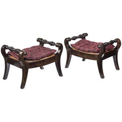 Pair of Anglo-Indian Solid Ebony Footstools