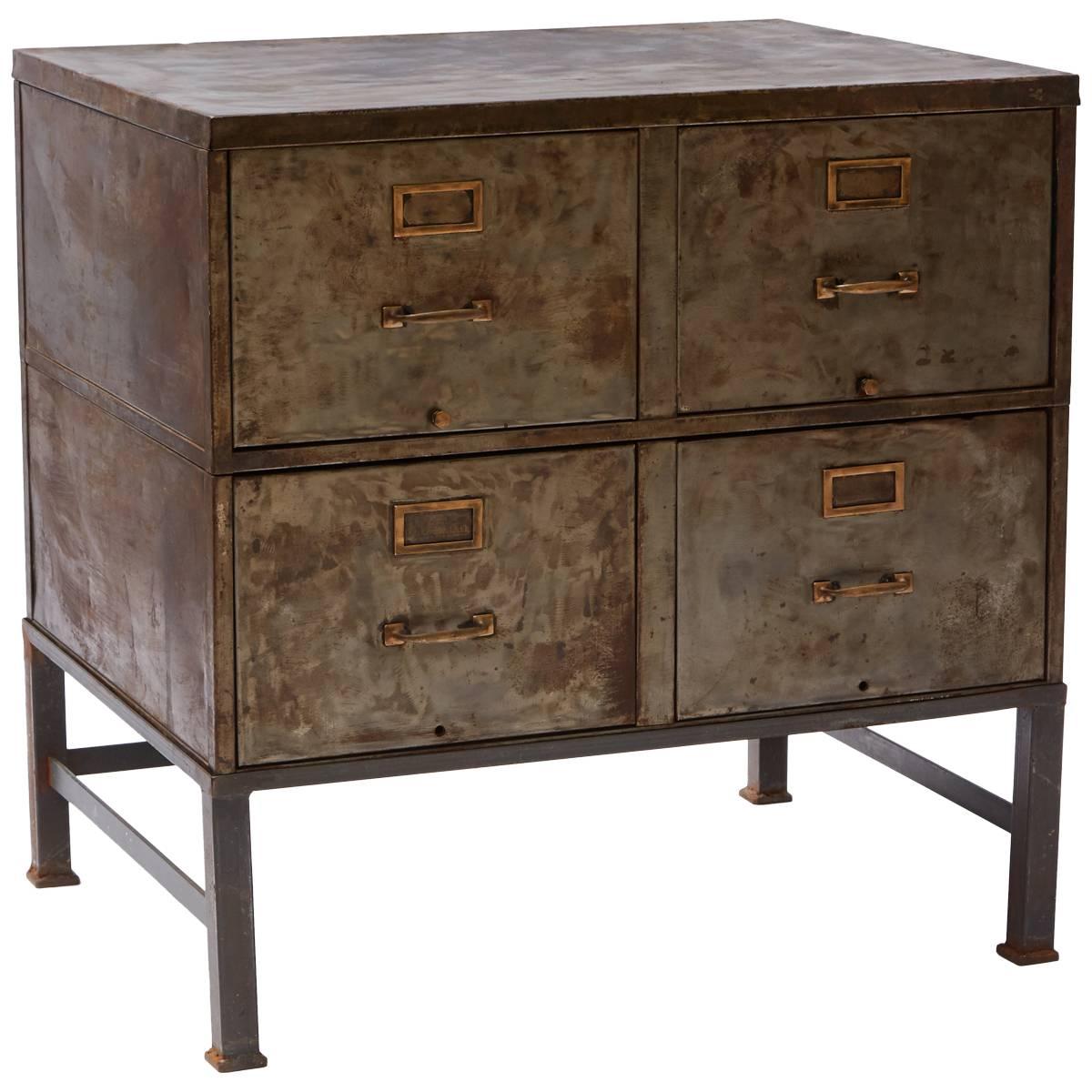 1930s Metal Filing Cabinet with Four Drawers
