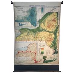 Vintage Pull Down Wall Map New York State 10