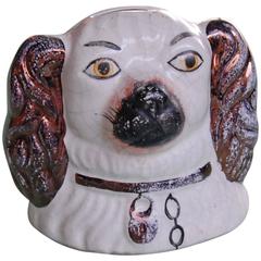 19th Century English Staffordshire Dog Figure Head Bank Box