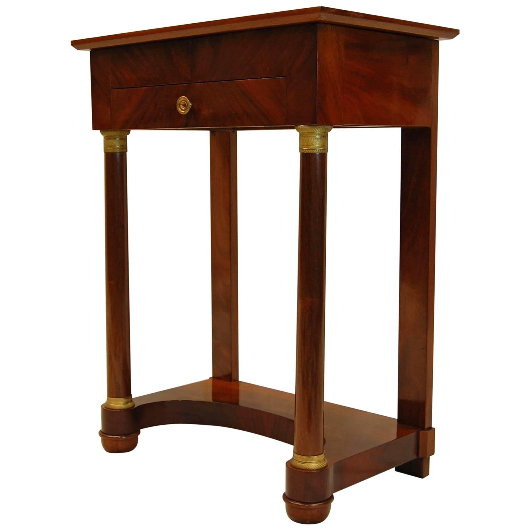 Empire Mahogany Sewing or Dressing Table with Drawer and Flip-Up Top, circa 1880