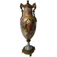 Vintage Hand-Painted French Lamp Attributed to Sevres
