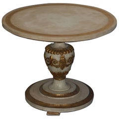 Mid-20th Century Painted Italian Table with Carved Urn Column and Gold Accents