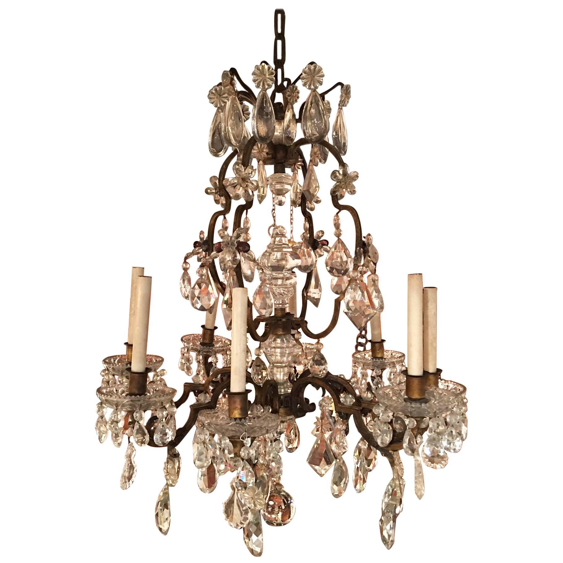 French Eight-Light Crystal Chandelier, 19th Century