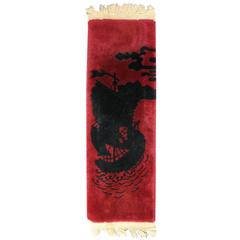 Antique Hand-Knotted Chinese Nichols Runner, Junket Seascape Scene, circa 1930