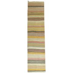 Vintage Turkish Kilim Striped Runner