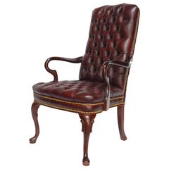 Schafer Brothers Cordovan Tufted Leather Library Chair