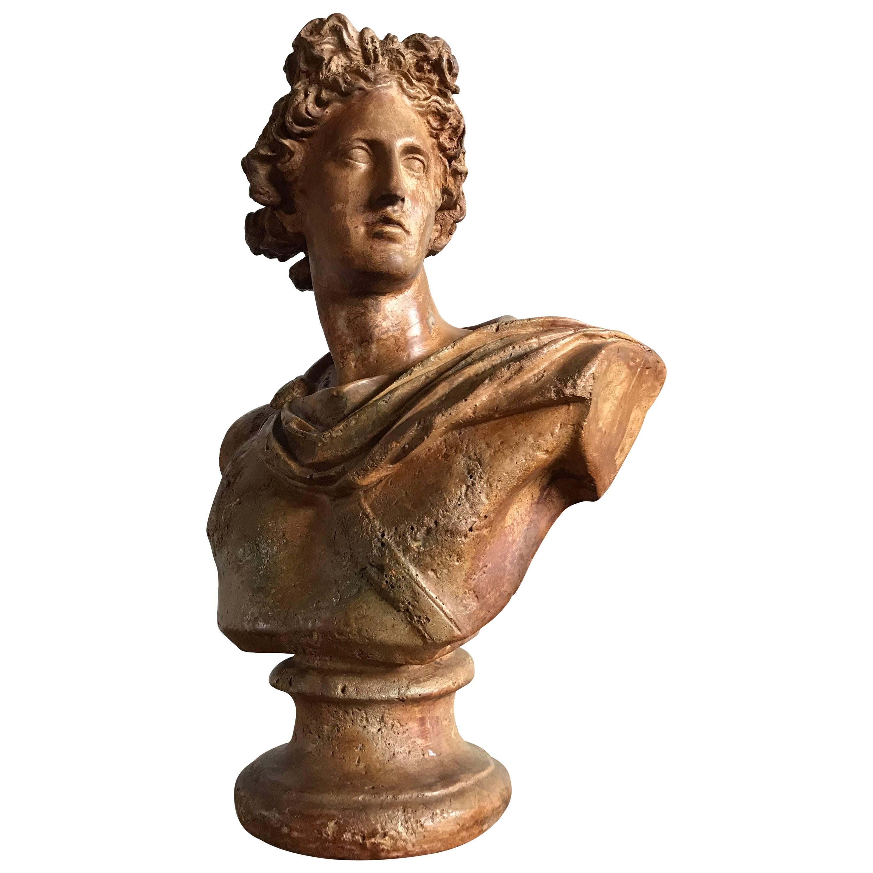 Antique Neoclassical Bust of a Greek God