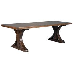 Oak Dining Table Made from Reclaimed Box Car Flooring