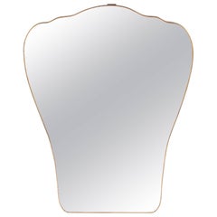 Large Italian Gio Ponti Inspired Brass Mirror