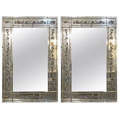 Pair of Maison Jansen Églomisé Framed Wall or Console Mirrors