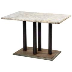 Marble-Top Table, Metal and Wood Base