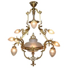 French Belle Epoque 19th-20th Century Neoclassical Style Gilt-Bronze Chandelier