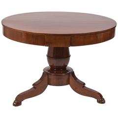 Italian Empire Walnut Pedestal Center Table