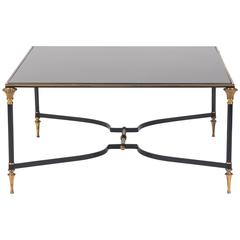 1960s Maison Jansen Style Enameled and Black Glass Cocktail Table