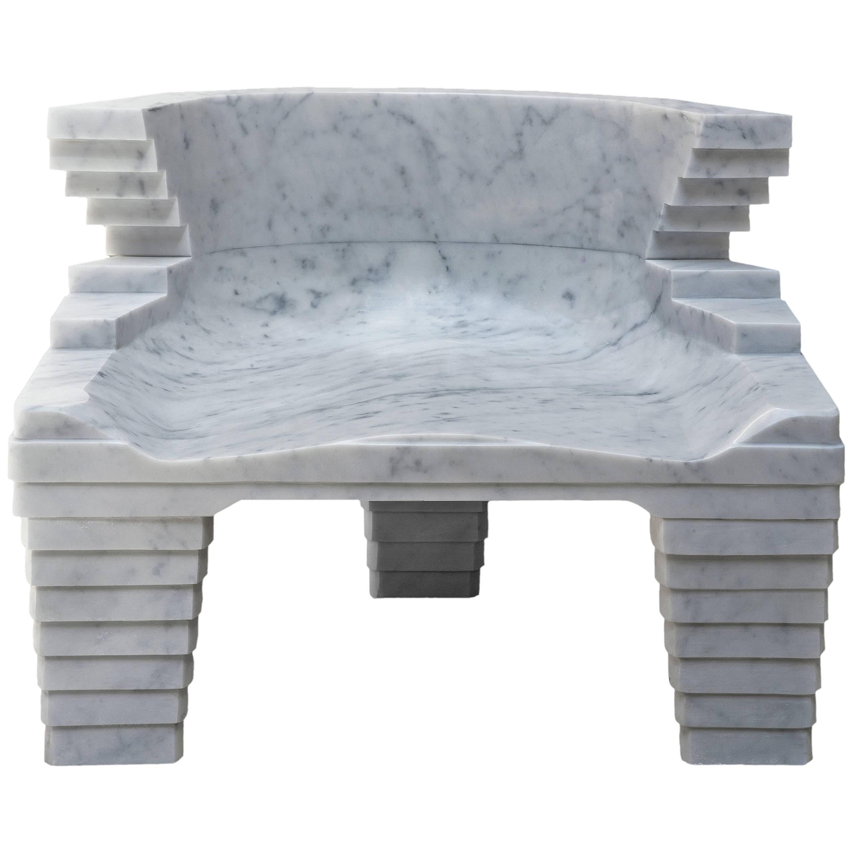 Fjord Carrara Marble Chair by Kossi Aguessy for Carrara Design Factory, Italy For Sale