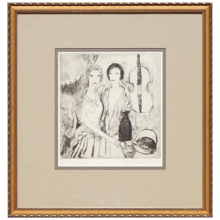 Marie Laurencin Signed Original Etching, 1923, "Jeunes