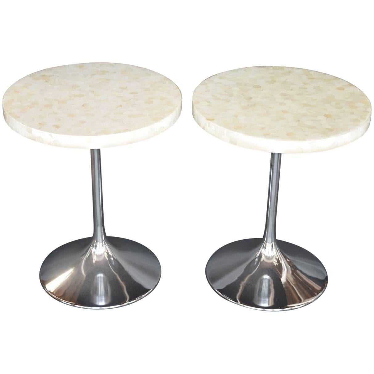 Pair of Honeycomb Mother-of-Pearl Side Tables