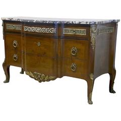 French Louis XV Style Marble-Top Bronze Mounted Commode, Late 19th Century 7
