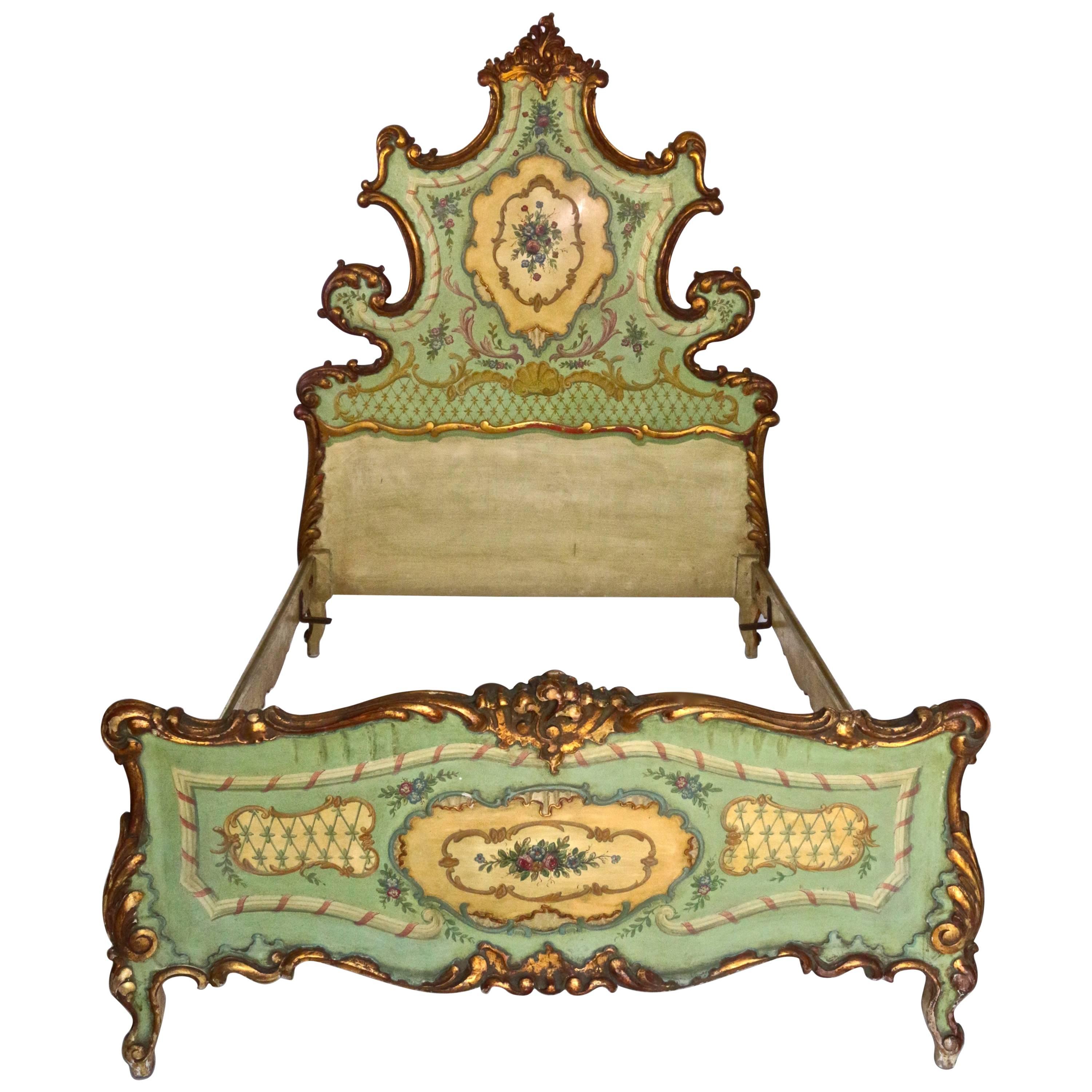 19th Century Hand-Painted Venetian Bed