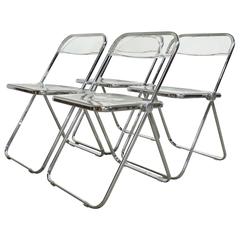 Set of Four Original Mid-Century Giancarlo Piretti Castelli Plia Folding Chairs