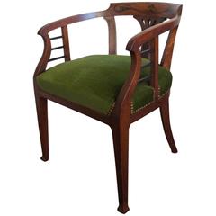 Beautiful Design and Finely Inlaid Art Nouveau Chair with Perfect Upholstery