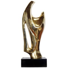 Brass Abstract Sculpture in the Style of Alain Chervet "Madonna with Child"