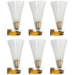 Six Art Deco Murano Glass Wall Lights by F.Lli Toso 4