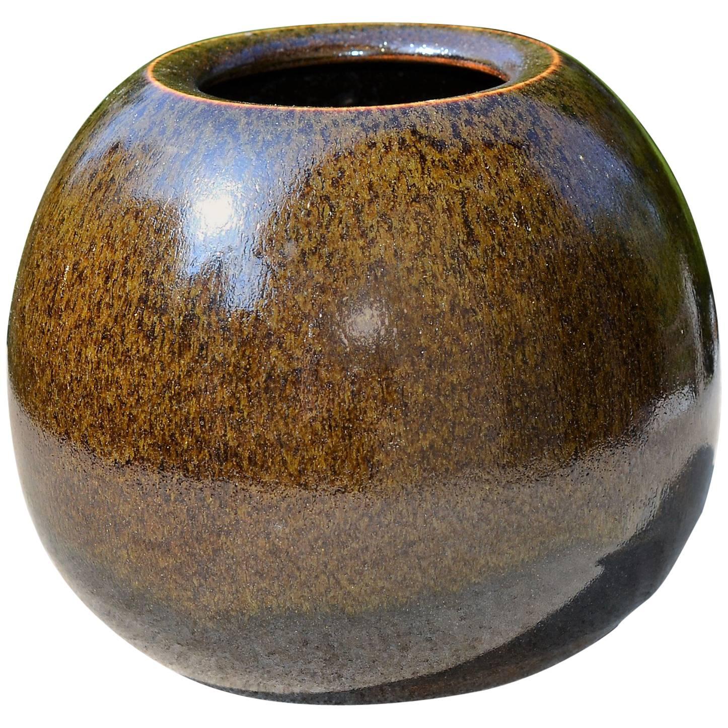 Horst Kerstan, Spherical Stoneware Vase For Sale