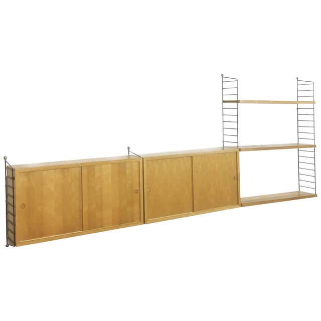 Original 1960s Modular String Wall Unit in Ashwood by Nisse Strinning ...