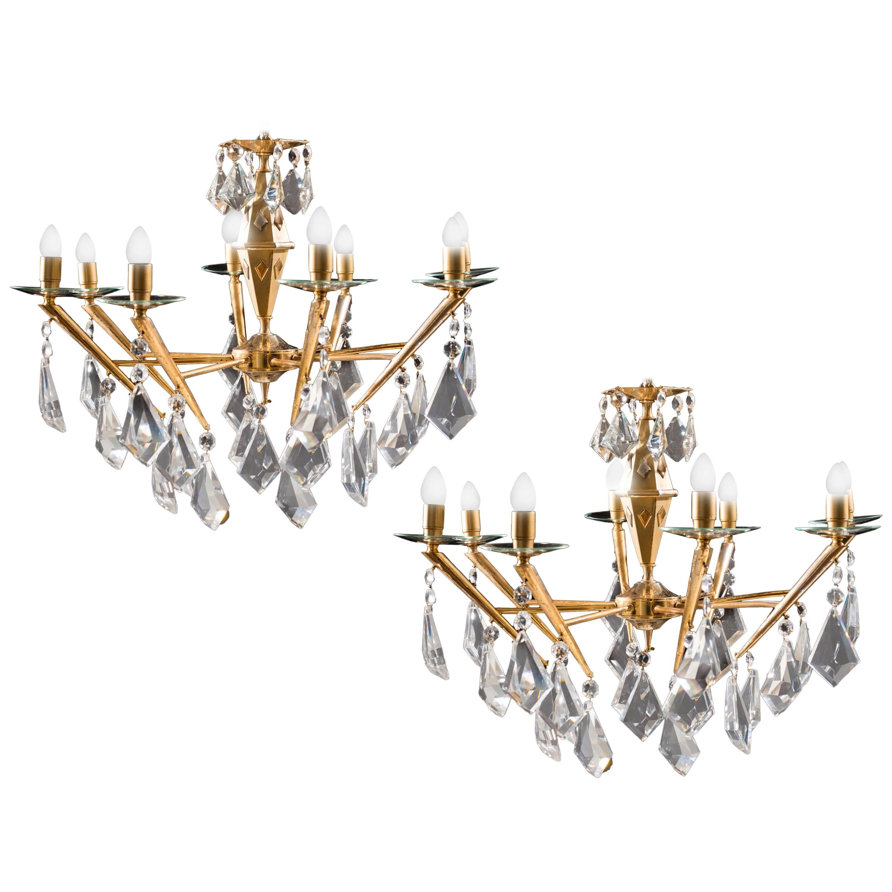 Pair of Italian Chandelier Sciolari Style, 1980s For Sale