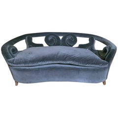 Two-Seat Curved Italian Mid-Century Sofa
